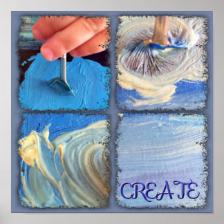 Póster Poster mostrando manos jóvenes creando arte.