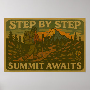 Póster Poster motivacional de caminatas retro