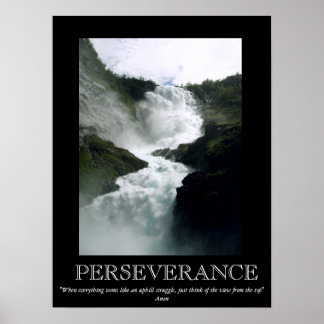 Póster Poster motivacional de cataratas perseverantes