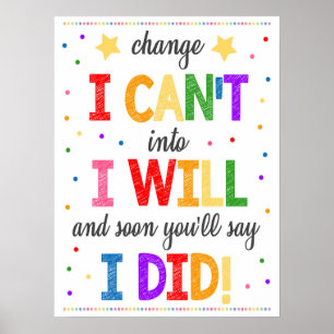 Póster Poster motivacional de clase Rainbow