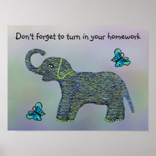 Póster Poster motivacional de elefante de clase Little Ja