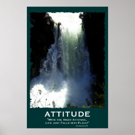 Póster Poster motivacional de la ACTITUD de cascada de pr