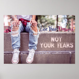 Póster Poster motivacional de Live Your Dreams
