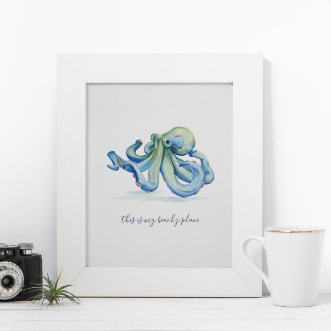 Póster Poster motivacional de octopus azul acuarela (Subido por el creador)
