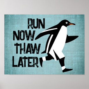Póster Poster motivacional del pingüino en funcionamiento