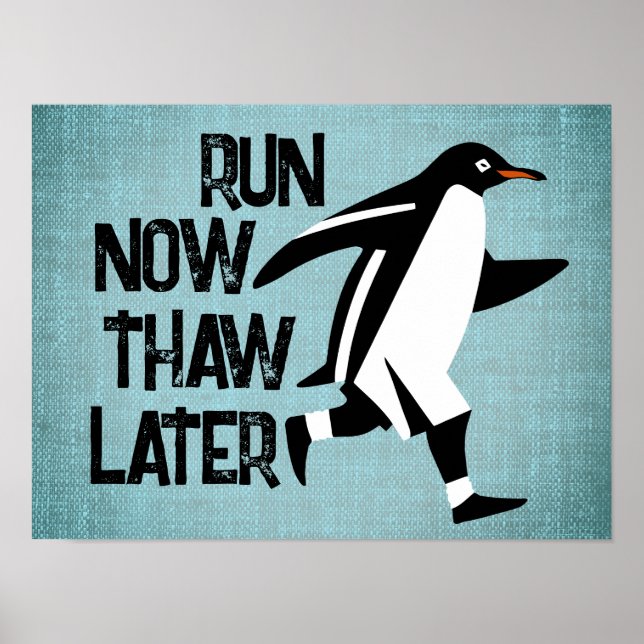 Póster Poster motivacional del pingüino en funcionamiento (Frente)