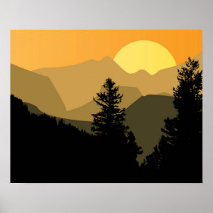 Póster Poster Mountain Sunset
