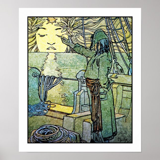 Póster Poster Mucha Art Nouveau: Diosa Sun (Frente)