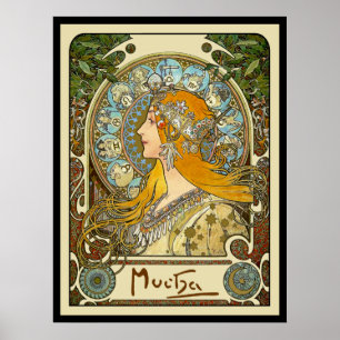 Póster Poster Mucha Art Nouveau - Zodiac - La Plume