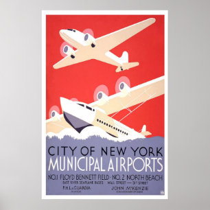 Póster Poster municipal de los aeropuertos de la ciudad