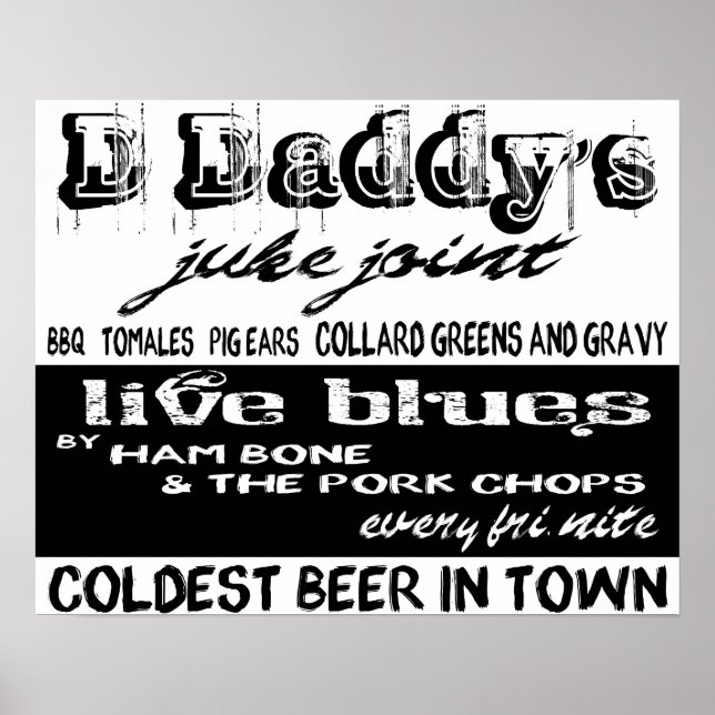 Póster Poster musical de blues de publicidad de época (Frente)