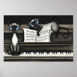 Póster Poster musical de piano para gatos siameses