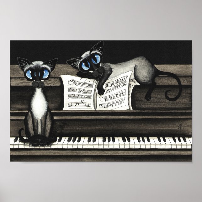 Póster Poster musical de piano para gatos siameses (Frente)