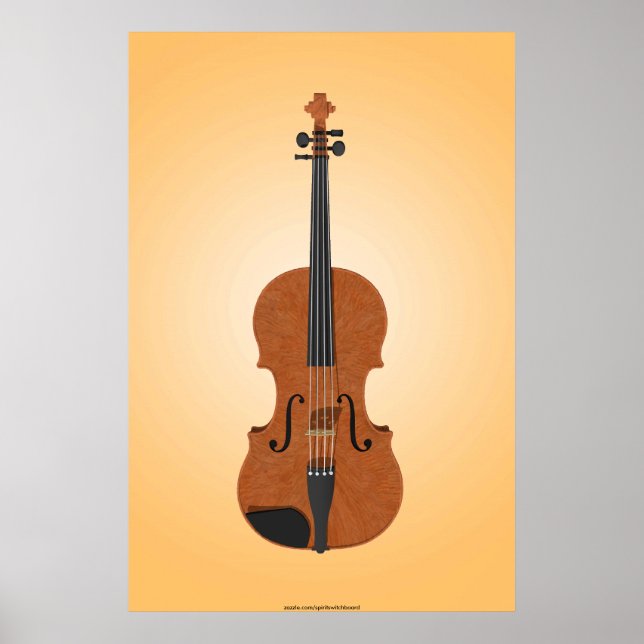 Póster Poster musical: Modelo 3D de violín (Frente)