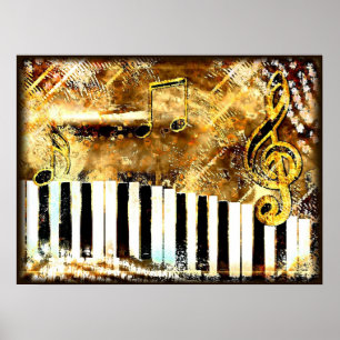 Póster Poster musical sucio del teclado de piano