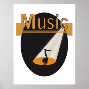 Póster Poster - Muzieknoot in spotlight design Music