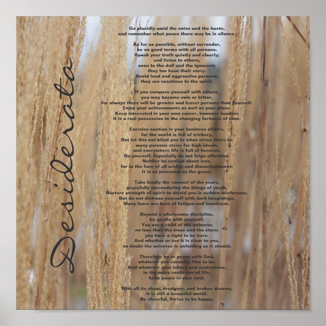 Póster Poster natural de Desiderata (Frente)