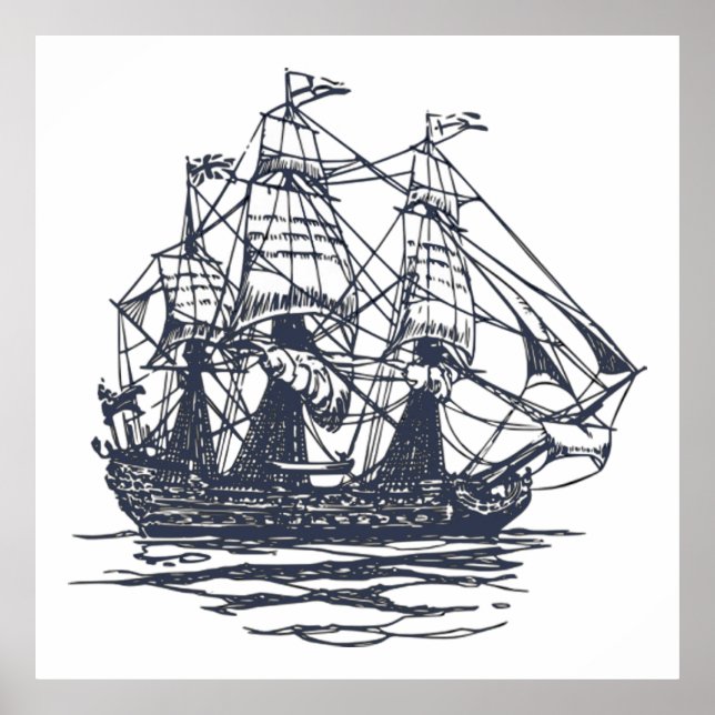 Póster Poster Nautical Ship (Frente)