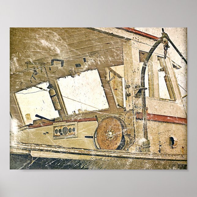 Póster Poster Náutico de barcos pesqueros de época (Frente)
