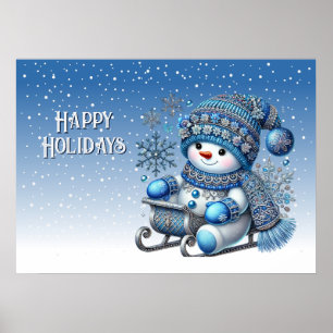 Póster Poster navideño de Navidades de Snowman