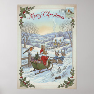 Póster Poster navideño vintage