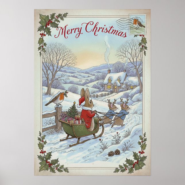 Póster Poster navideño vintage (Frente)