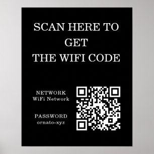 Póster Poster negro de código QR de WiFi - Buscar acceso