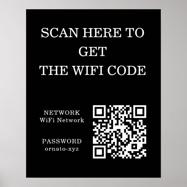 Póster Poster negro de código QR de WiFi - Buscar acceso (Frente)