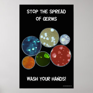 Póster Poster negro de la seguridad mano-que lava