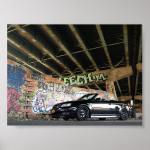 Póster Poster negro del convertible de Saab 93