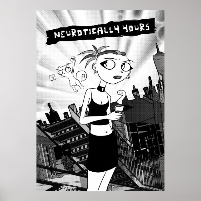 Póster Poster Neuroíticamente Tuyo (Blanco y Negro) (Frente)