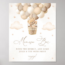 Póster Poster Neutral Teddy Bear Baby Shower Mimosa Bar