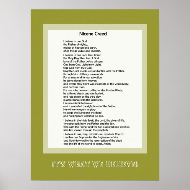Póster Poster Nicene Creed Christian Print (Frente)