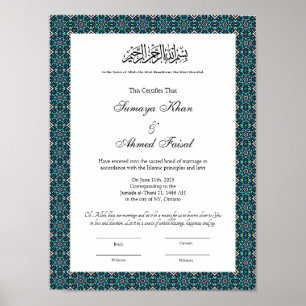 Póster Poster nikahnama de estilo musulmán verde