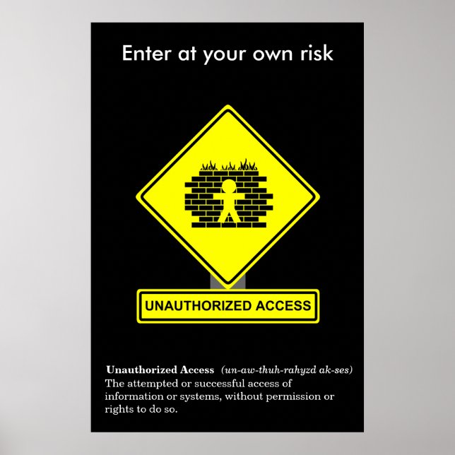 Póster Poster no autorizado de información sobre segurida (Frente)