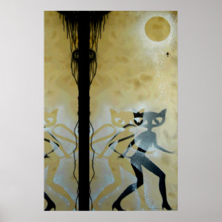 Póster Poster nocturno de Chica de gato