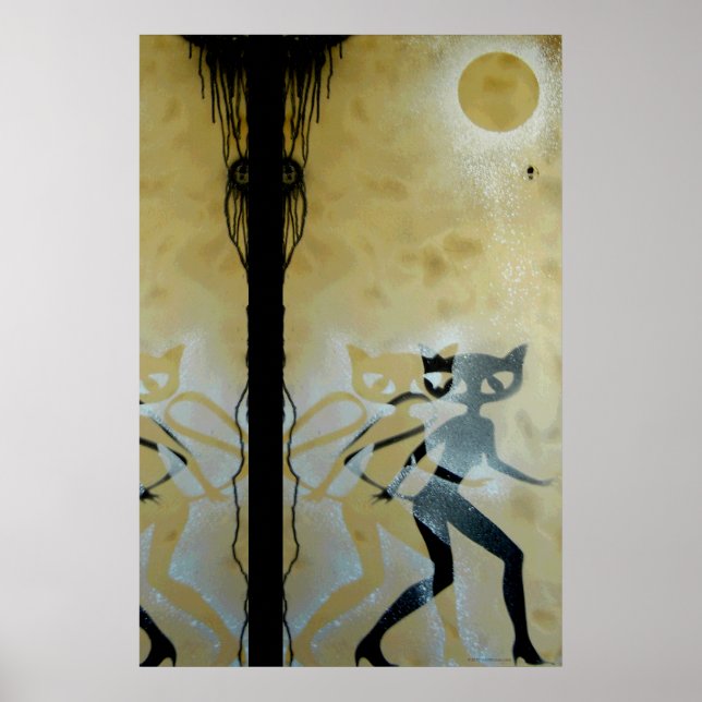 Póster Poster nocturno de Chica de gato (Frente)