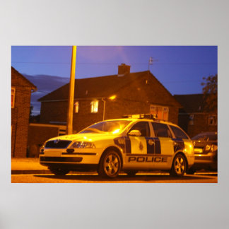 Póster poster nocturno de coche de policía
