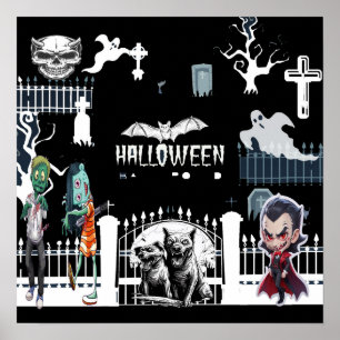 Póster Poster nocturno de Halloween Scary