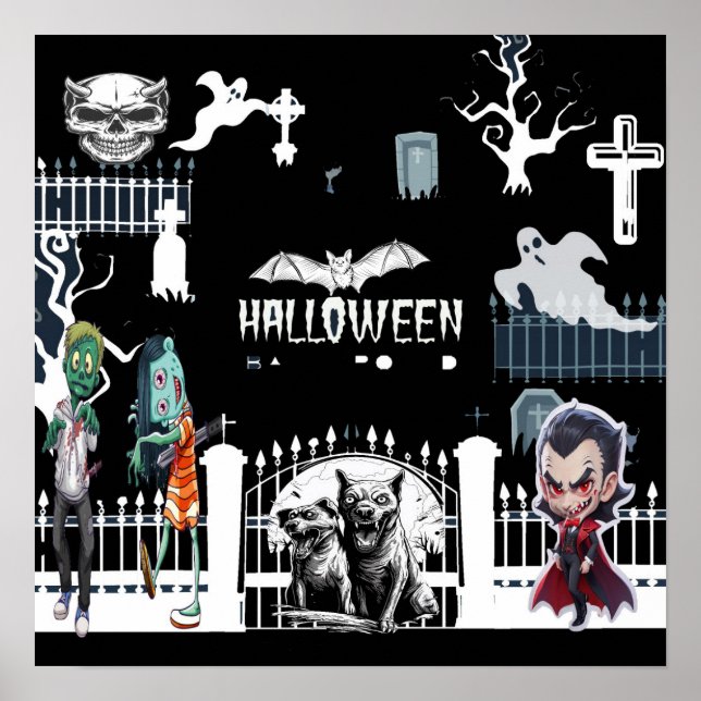 Póster Poster nocturno de Halloween Scary (Frente)