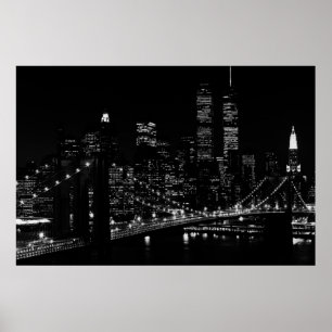 Póster Poster nocturno de la ciudad de Nueva York