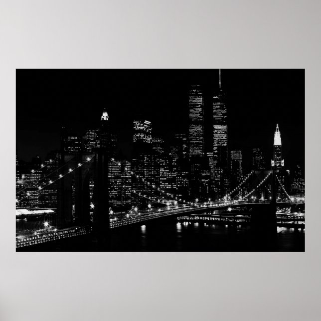 Póster Poster nocturno de la ciudad de Nueva York (Frente)