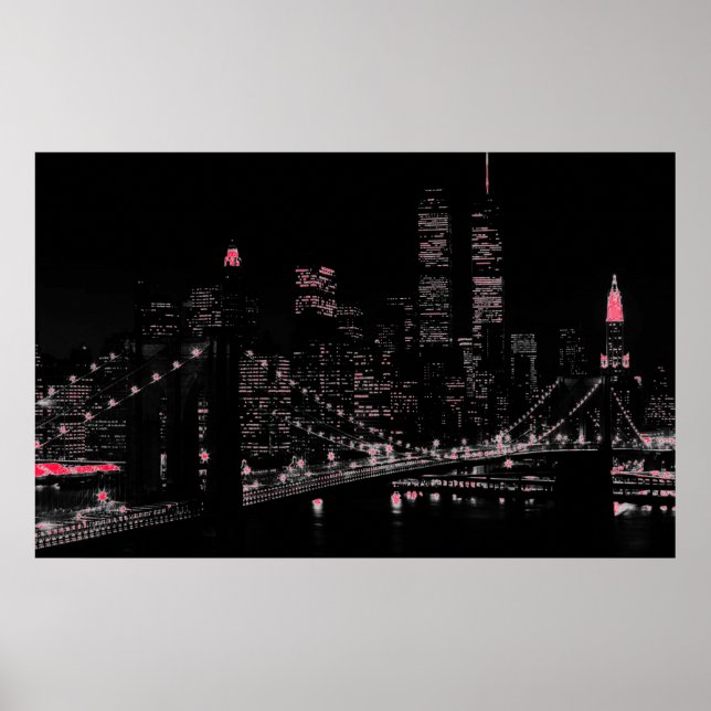 Póster Poster nocturno de la ciudad de Nueva York (Frente)