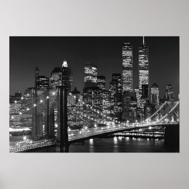 Póster Poster Nocturno de Nueva York del Black White Broo (Frente)