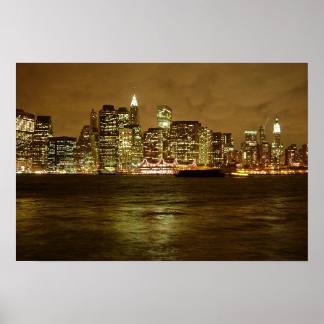 Póster Poster nocturno de Nueva York/Imprimir (Frente)