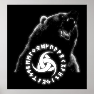 Póster Poster nórdico del oso