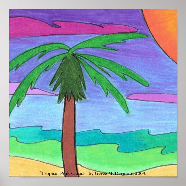 Póster poster "Nubes rosadas tropicales" (Frente)