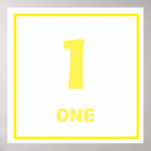 Póster Poster número uno amarillo
