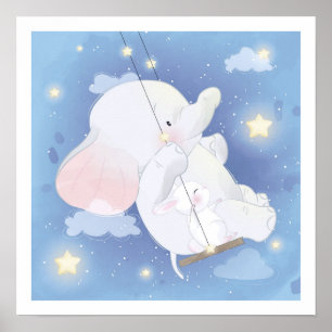 PÓSTER POSTER NURSERY : BEBÉ ELEFANTE + BUNNY