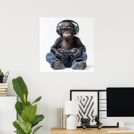 Póster Poster o descarga gamer Chimp para niños